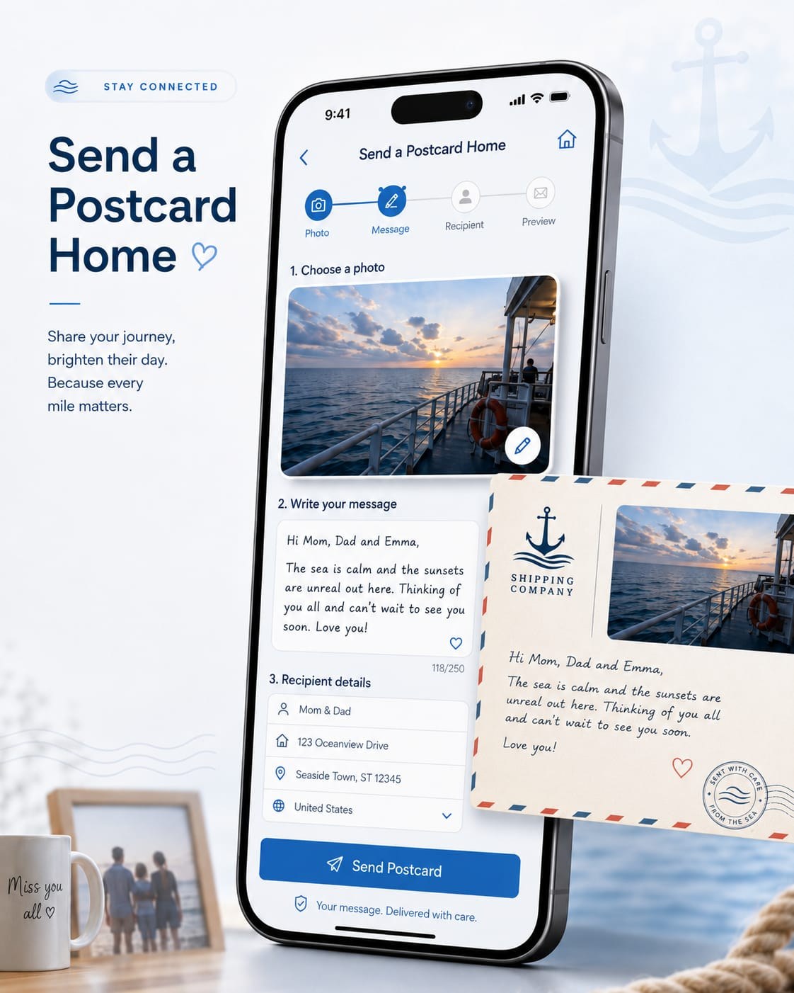 Postie - send a postcard home from the ship