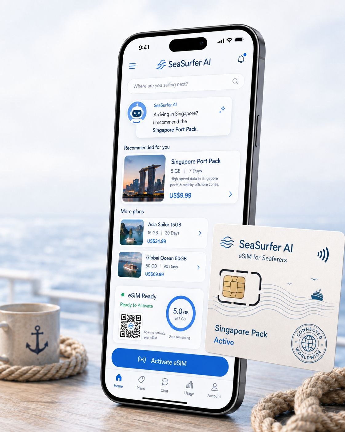 SeaSurfer AI - eSIM data packs for seafarers